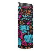 青パーソナライズされた桃紫色の花柄 タンブラー (回転右)