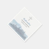 青パーソナライズされた水色の確認 スタンダードカクテルナプキン (角)