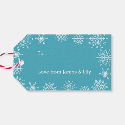 青パーソナライズされた水色クリスマスギフトタグ ギフトタグ (裏面横)