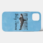 青パーソナライズされた水色海オルカテンプレート Case-Mate iPhoneケース (裏面 (横))