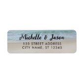 青パーソナライズされた海夏のビーチ波 ラベル (正面)
