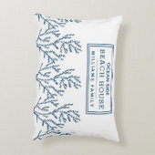 青パーソナライズされた海苔パターン – ビーチハウス アクセントクッション (裏面(縦))