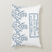 青パーソナライズされた海苔パターン – ビーチハウス アクセントクッション (正面(垂直))