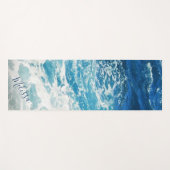 青パーソナライズされた海・波海 ヨガマット (正面(横))