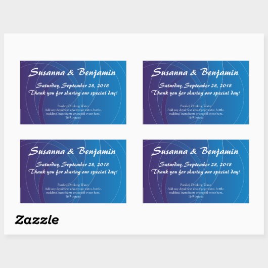 青パーソナライズされた渦巻き水瓶ラベル 長方形シール (シート)