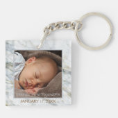 青パーソナライズされた灰色エレガントの大理石パターン キーホルダー (裏面)