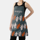 青パーソナライズされた灰色オレンジ抽象芸術アートパターン エプロン (インサイチュ)