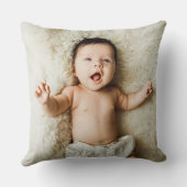 青パーソナライズされた灰色誕生Stat男の赤ちゃん写真 クッション (裏面)