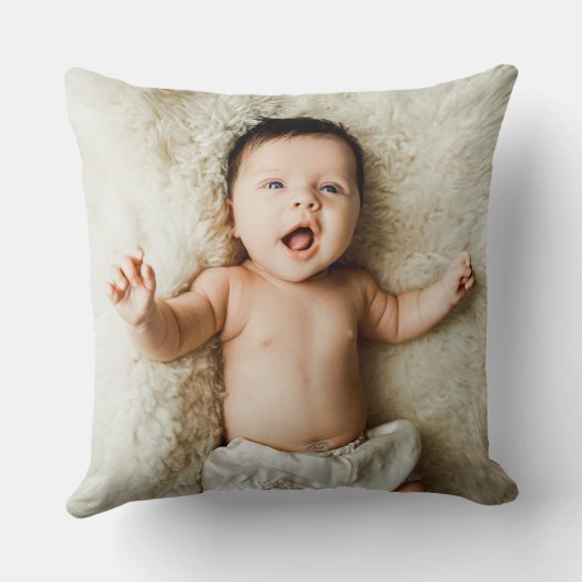 青パーソナライズされた灰色誕生Stat男の赤ちゃん写真 クッション (裏面)