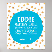 青パーソナライズされた点誕生ポスタープリント