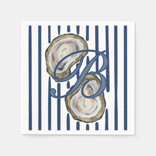 青パーソナライズされた牡蠣の貝殻 スタンダードカクテルナプキン (正面)
