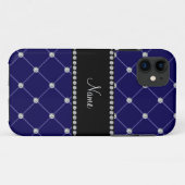 青パーソナライズされた王室のダイヤモンドの房 Case-Mate iPhoneケース (裏面(横))