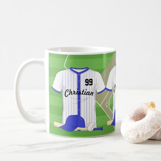 青パーソナライズされた球 コーヒーマグカップ (ドーナツ)