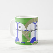 青パーソナライズされた球 コーヒーマグカップ (正面左)