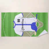 青パーソナライズされた球 ビーチタオル (正面)