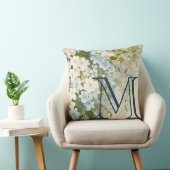 青パーソナライズされた白の水色の花 クッション (椅子)