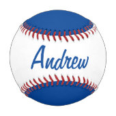 青パーソナライズされた白の野球場 野球ボール (裏面)
