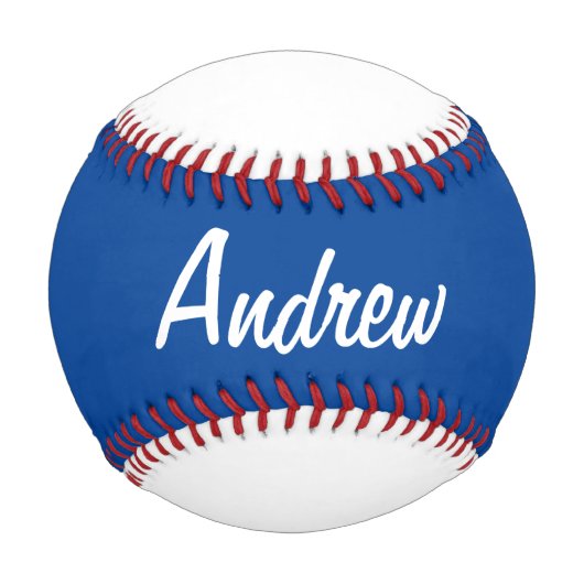 青パーソナライズされた白の野球場 野球ボール (正面)