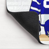 青パーソナライズされた白アイスホッケージャージー マウスパッド (コーナー)