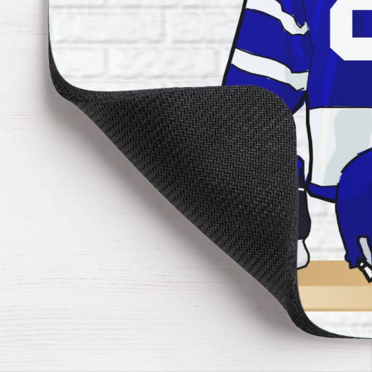 青パーソナライズされた白アイスホッケージャージー マウスパッド (コーナー)