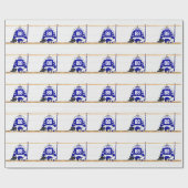 青パーソナライズされた白アイスホッケージャージー ラッピングペーパー (フラット)