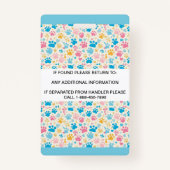 青パーソナライズされた白サービスドッグの写真ID バッジ (裏面)