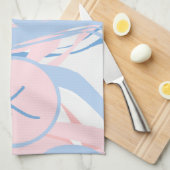 青パーソナライズされた白ピンク大理石スワール抽象芸術 キッチンタオル (四つ折り)