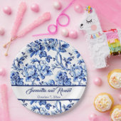 青パーソナライズされた白フローラトワ結婚ーズ ペーパープレート (パーティー)