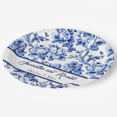 青パーソナライズされた白フローラトワ結婚ーズ ペーパープレート (アングル)