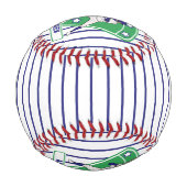 青パーソナライズされた白ベースボールスターデザイン 野球ボール (裏面)
