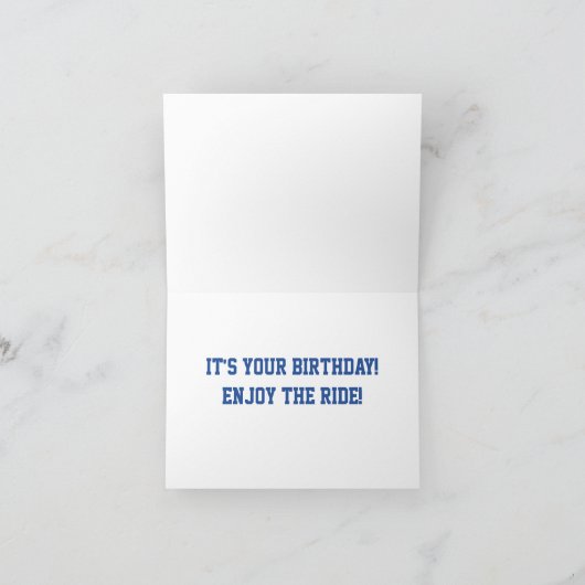 青パーソナライズされた白ライセンスプレート誕生日 カード (内部)