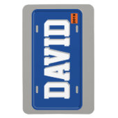 青パーソナライズされた白ライセンスプレート マグネット (縦)