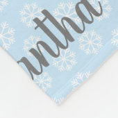青パーソナライズされた白雪片 フリースブランケット (角)