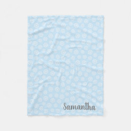 青パーソナライズされた白雪片 フリースブランケット