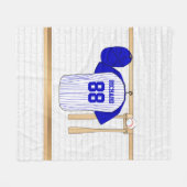 青パーソナライズされた白Tボール フリースブランケット (正面(横))