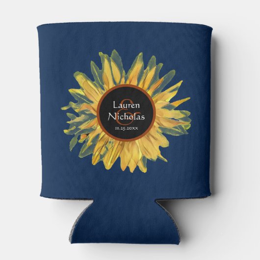 青パーソナライズされた素朴ひま結婚わ 缶クーラー (裏面)