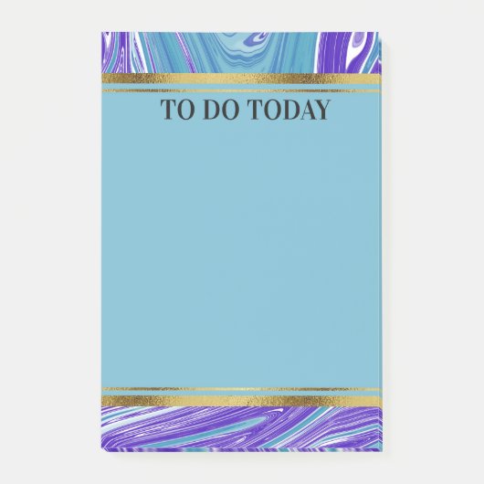 青パーソナライズされた紫の大理石4x6 ポストイット (正面)