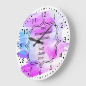 青パーソナライズされた紫クラスルーム先生 ラージ壁時計 (傾斜)