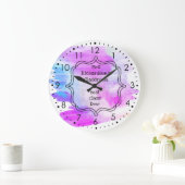 青パーソナライズされた紫クラスルーム先生 ラージ壁時計 (ホーム)