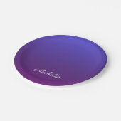 青パーソナライズされた紫グラデーション ペーパープレート (アングル)