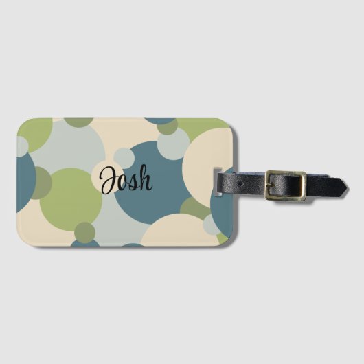 青パーソナライズされた緑の分子の荷物札 ラゲッジタグ (正面横)