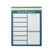 青パーソナライズされた緑の食事プランナー食料品一覧 ノートパッド (回転)