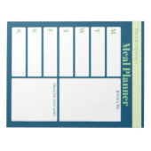 青パーソナライズされた緑の食事プランナー食料品一覧 ノートパッド (正面)