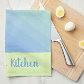 青パーソナライズされた緑の黄グラデーション色 キッチンタオル (四つ折り)