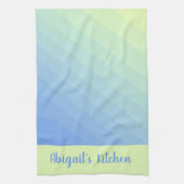 青パーソナライズされた緑の黄グラデーション色 キッチンタオル (縦)