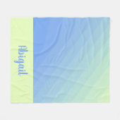 青パーソナライズされた緑の黄色のグラデーシグラデーションョン フリースブランケット (正面(横))