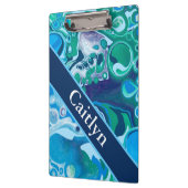 青パーソナライズされた緑デジタル大理石アート クリップボード (左)