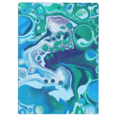 青パーソナライズされた緑デジタル大理石アート クリップボード (裏面)