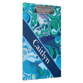 青パーソナライズされた緑デジタル大理石アート クリップボード (右)