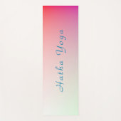 青パーソナライズされた緑ピンク赤カラーレインボー ヨガマット (正面)